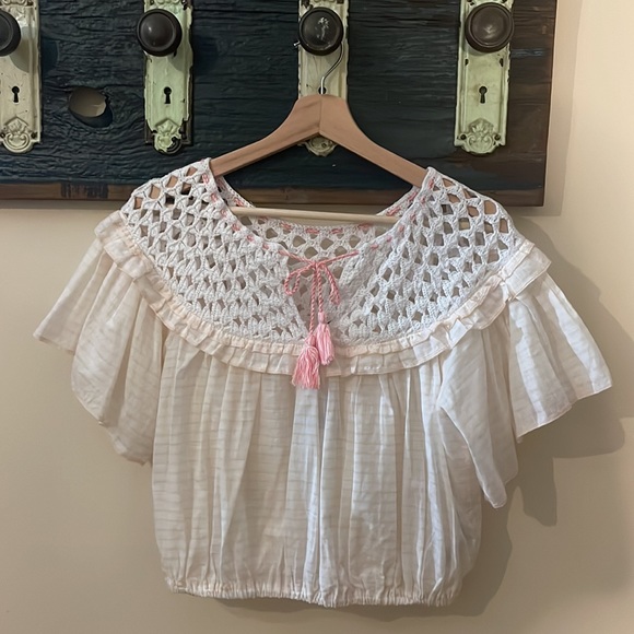 Free People Allora Crochet Striped Top Size XS - Picture 2 of 16